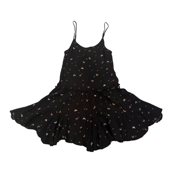 Wild Fable Black Butterfly Print Spaghetti Strap Dress S 100% Rayon Lightweight - Picture 1 of 10